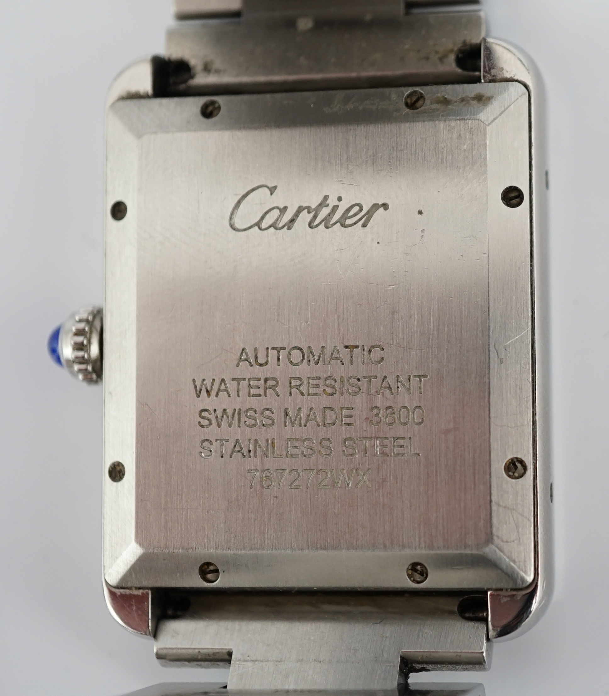 A gentleman's stainless steel Cartier Tank solo automatic wrist watch